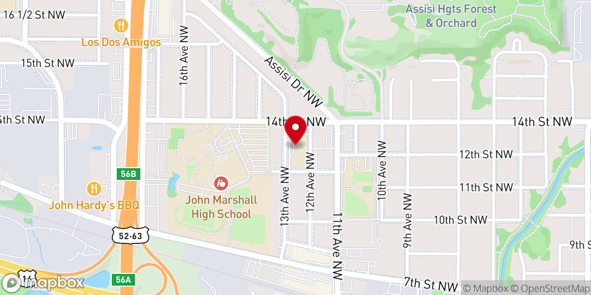 Map showing location of Church of St. Pius X