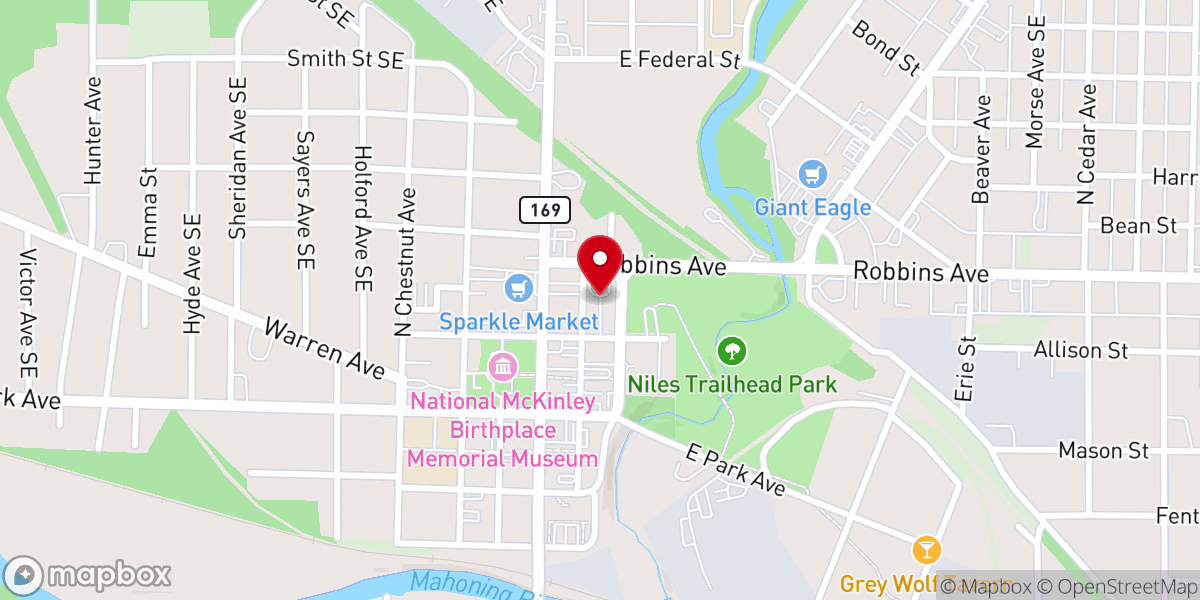 Map showing location of First Baptist Church