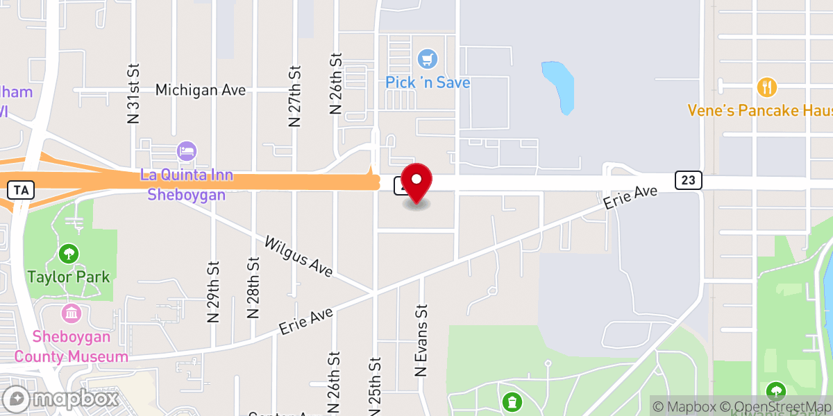 Map showing location of First United Lutheran Church of Sheboygan