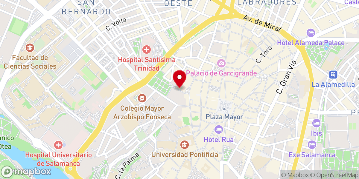 Map showing location of Convento de las Úrsulas