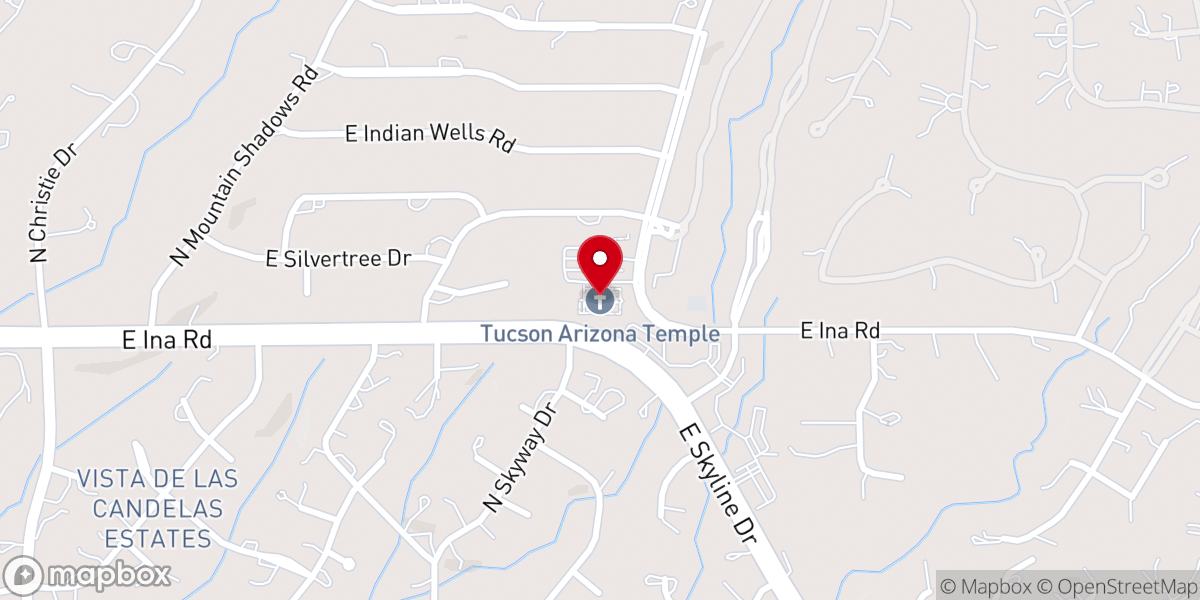 Map showing location of Tucson Arizona Temple
