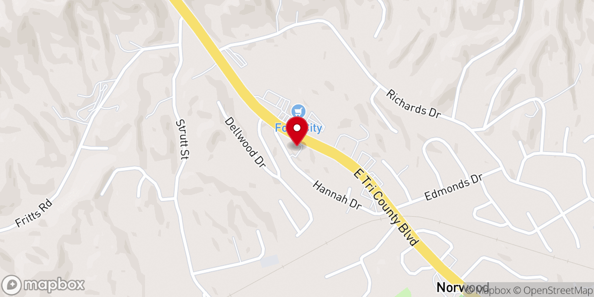 Map showing location of Oliver Springs United Methodist Church
