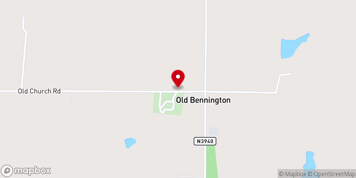 Map showing location of Old Bennington Presbyterian Church