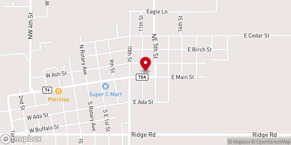 Map showing location of Assembly of God