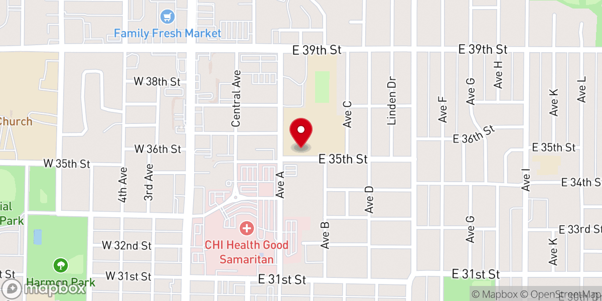 Map showing location of Kearney Catholic High School
