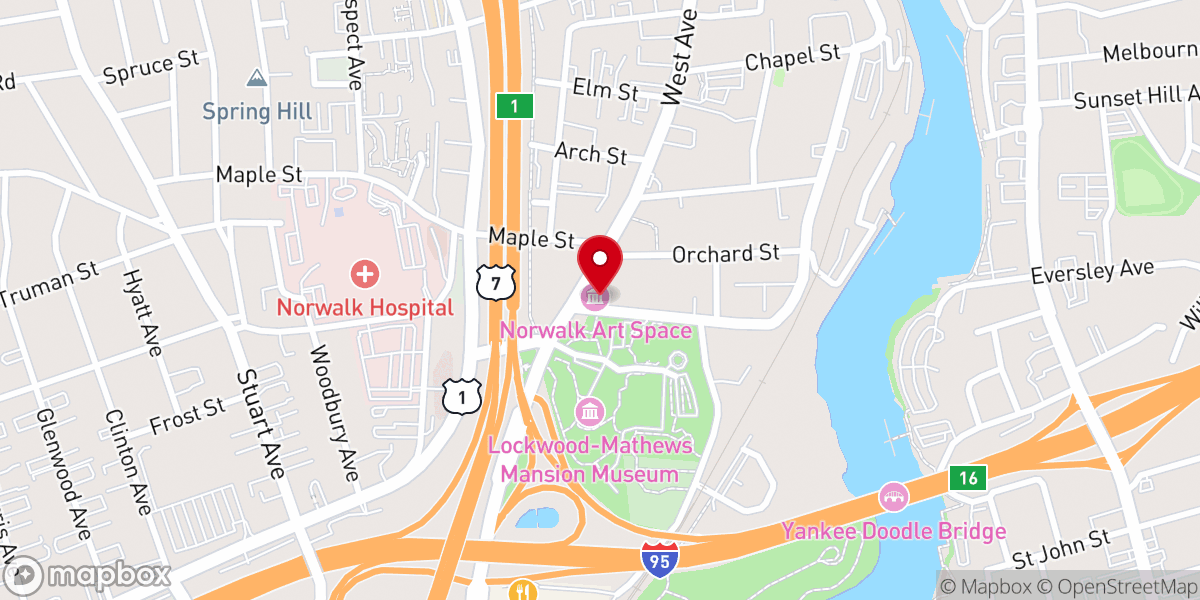 Map showing location of The Norwalk Art Space