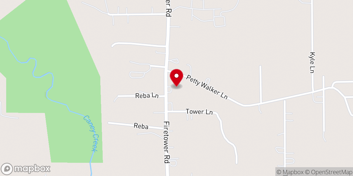 Map showing location of Firetower Baptist Church