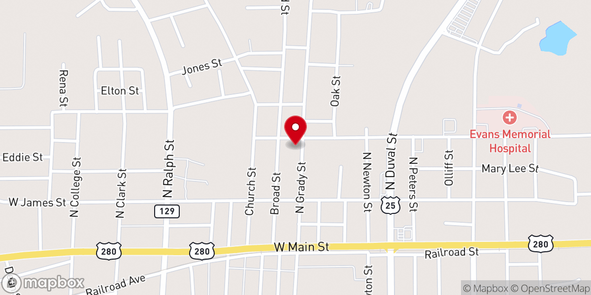 Map showing location of Thomas Grove African Methodist Episcopal Church
