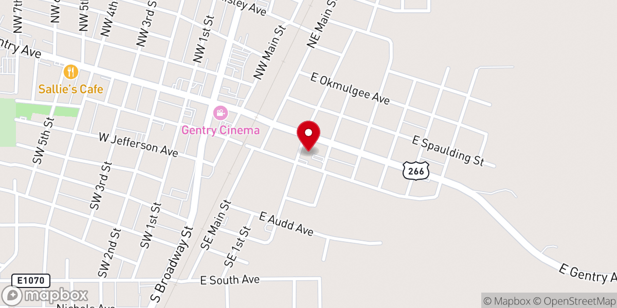 Map showing location of Checotah Church of Christ
