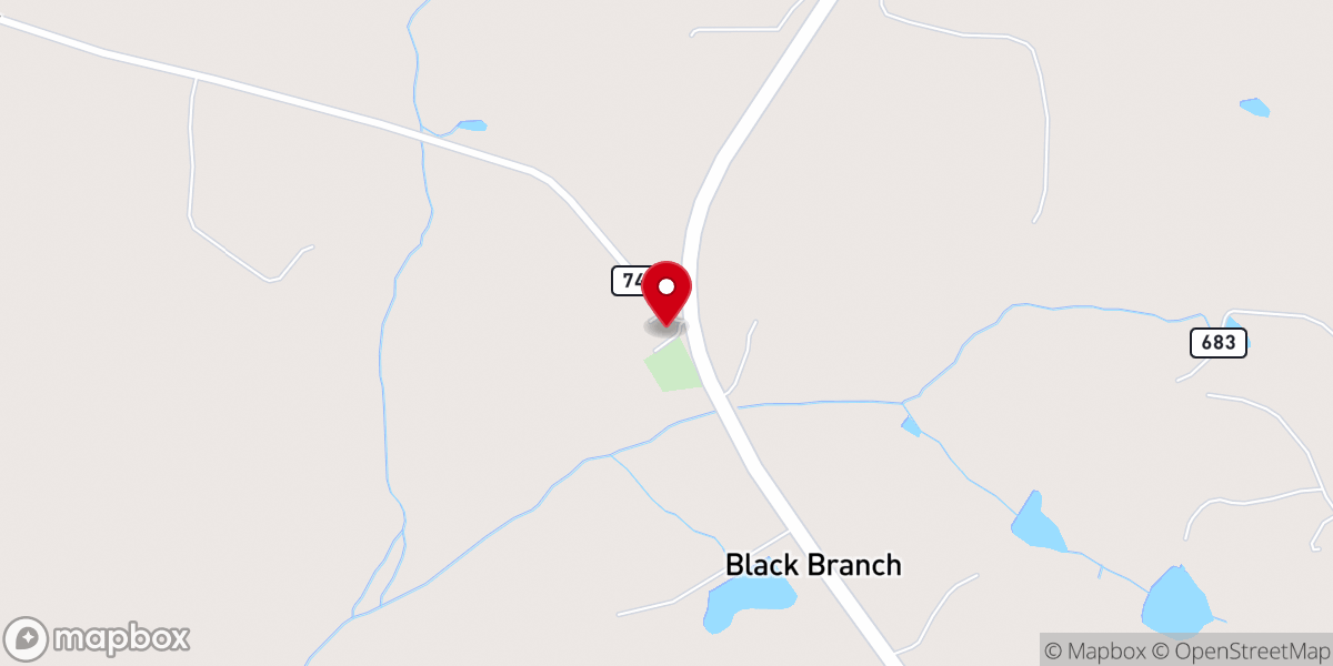 Map showing location of Black Branch Baptist Church