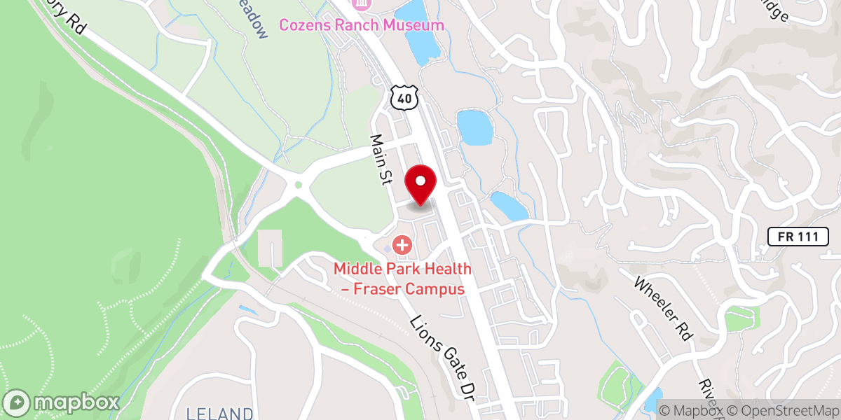 Map showing location of Flatirons Winter Park