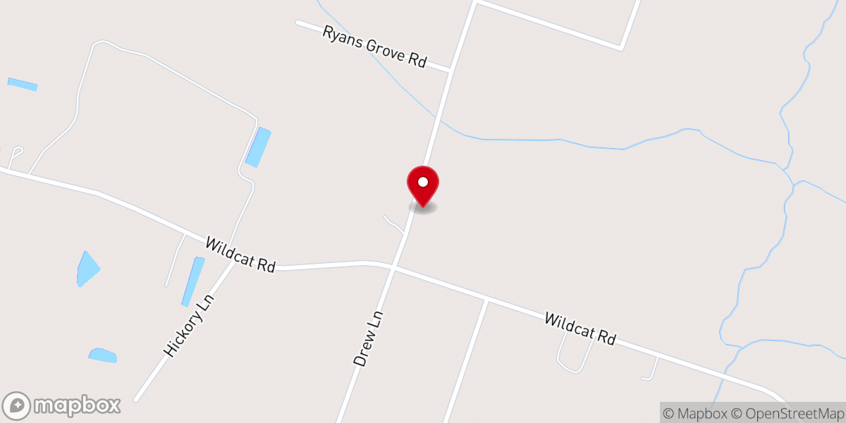Map showing location of Ryan's Grove Baptist Church