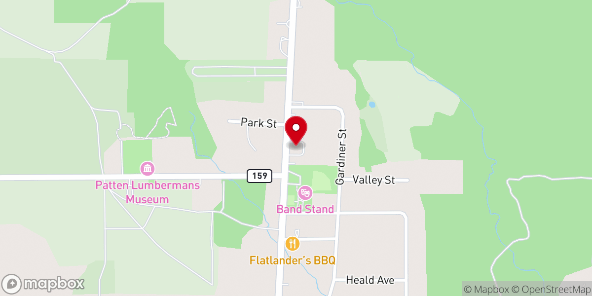 Map showing location of Patten Pentecostal Church Assemblies of God