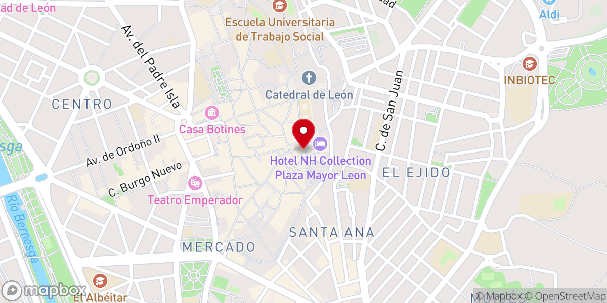Map showing location of Antigua Casa Consistorial de León
