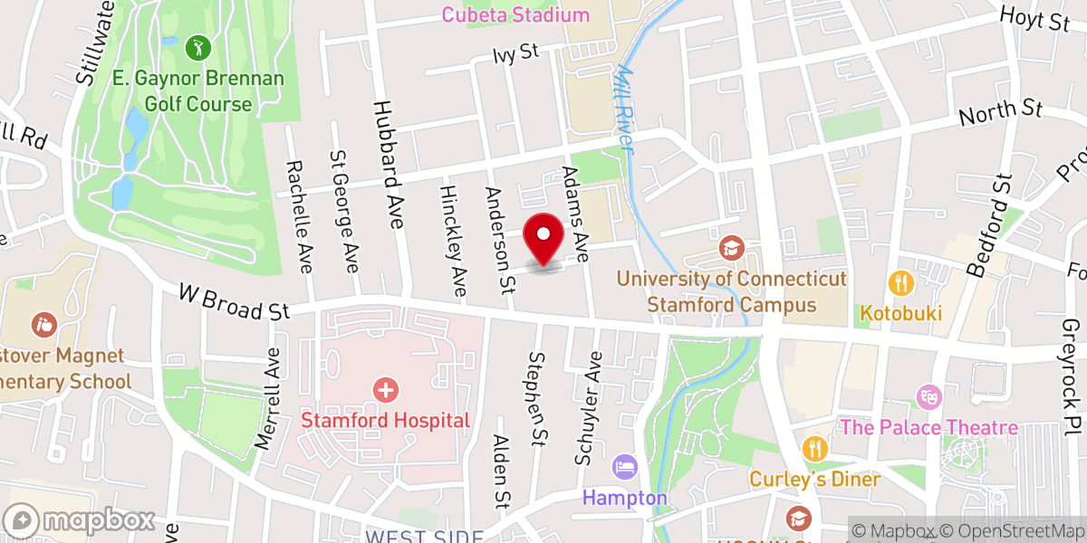 Map showing location of French Speaking Baptist Church of Stamford