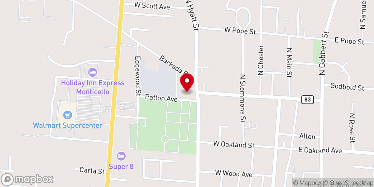 Map showing location of Pauline Missionary Baptist Church