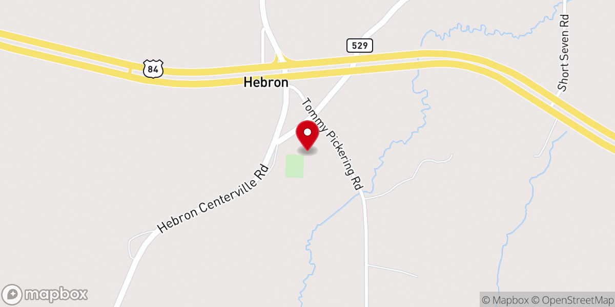 Map showing location of Hebron Baptist Church