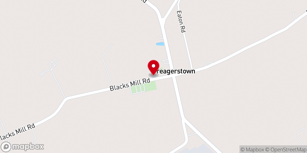 Map showing location of St. John's Evangelical Lutheran Church
