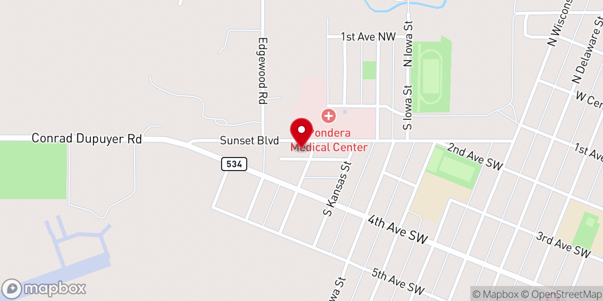 Map showing location of Conrad Southern Baptist Mission