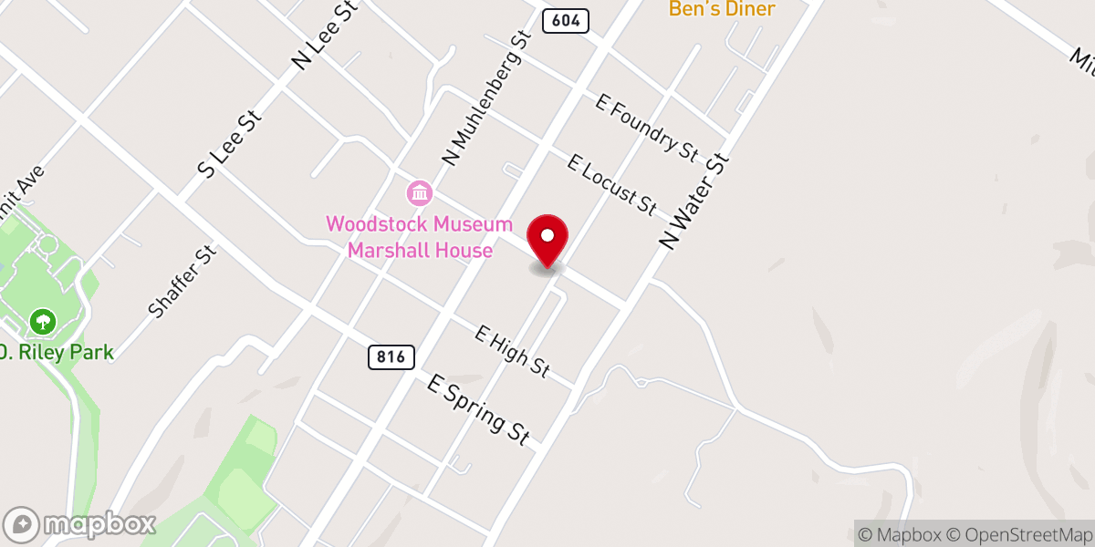 Map showing location of Woodstock Presbyterian Church