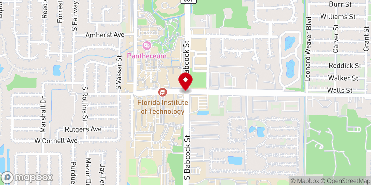 Map showing location of Florida Tech Protestant Campus Ministry