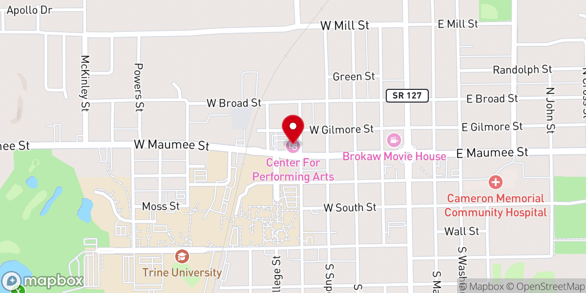 Map showing location of T. Furth Center for the Performing Arts