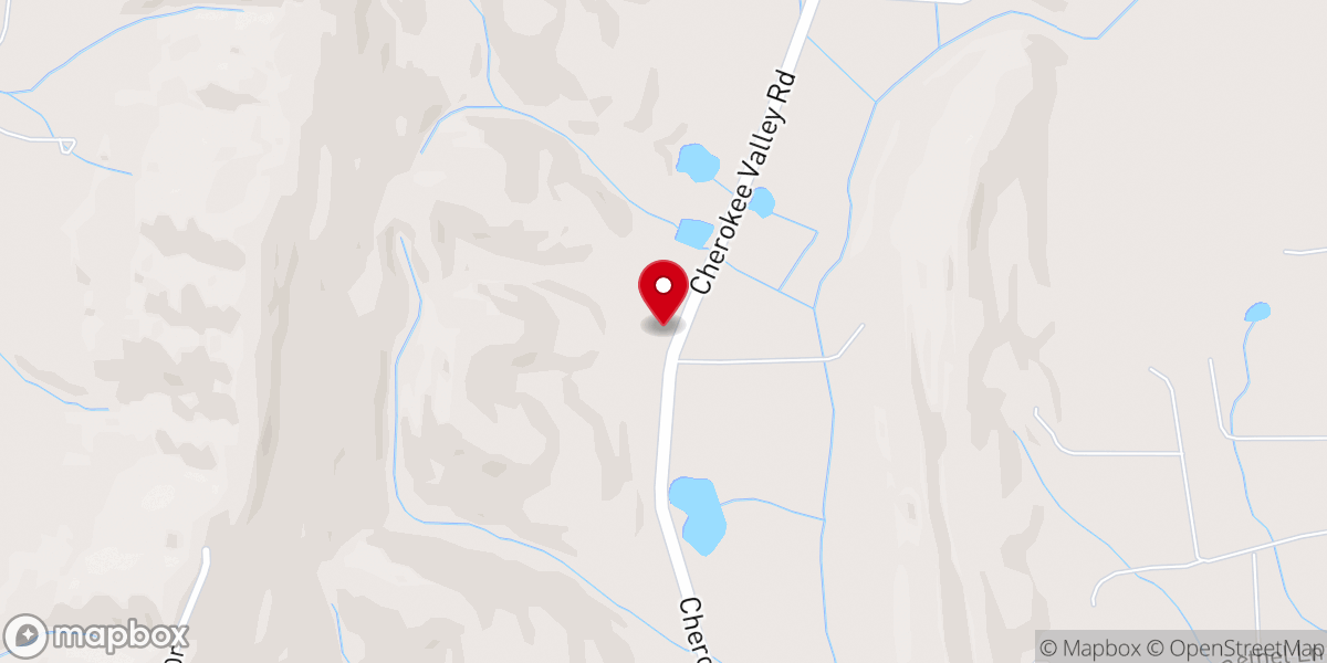Map showing location of Cherokee Valley Baptist Church