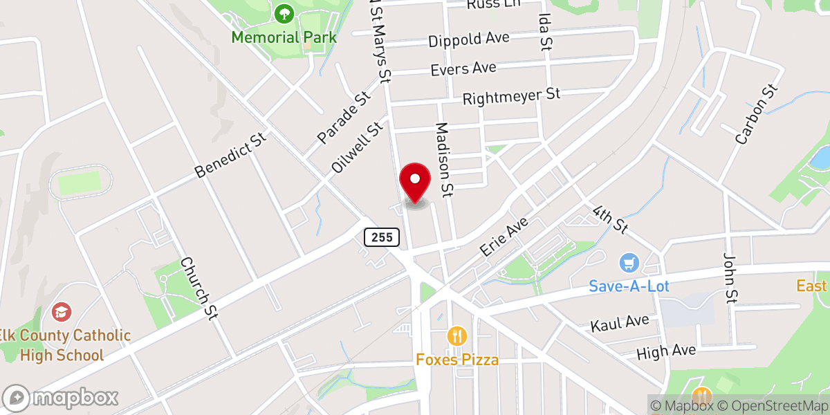 Map showing location of St. Marys Methodist Church