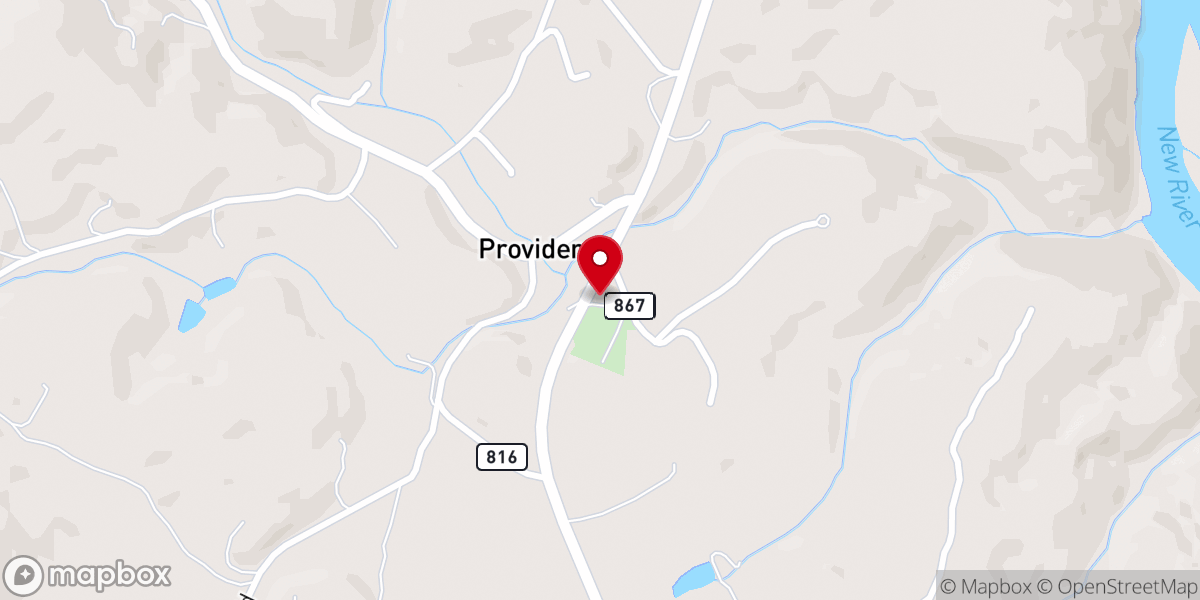 Map showing location of Providence Church
