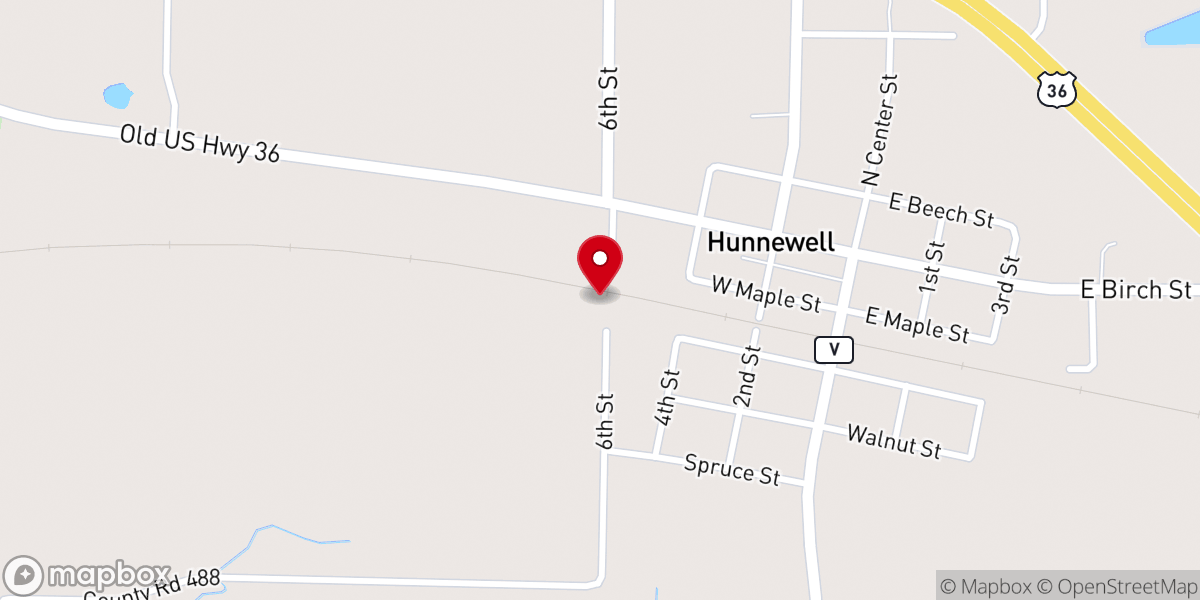Map showing location of Hunnewell Mission Church