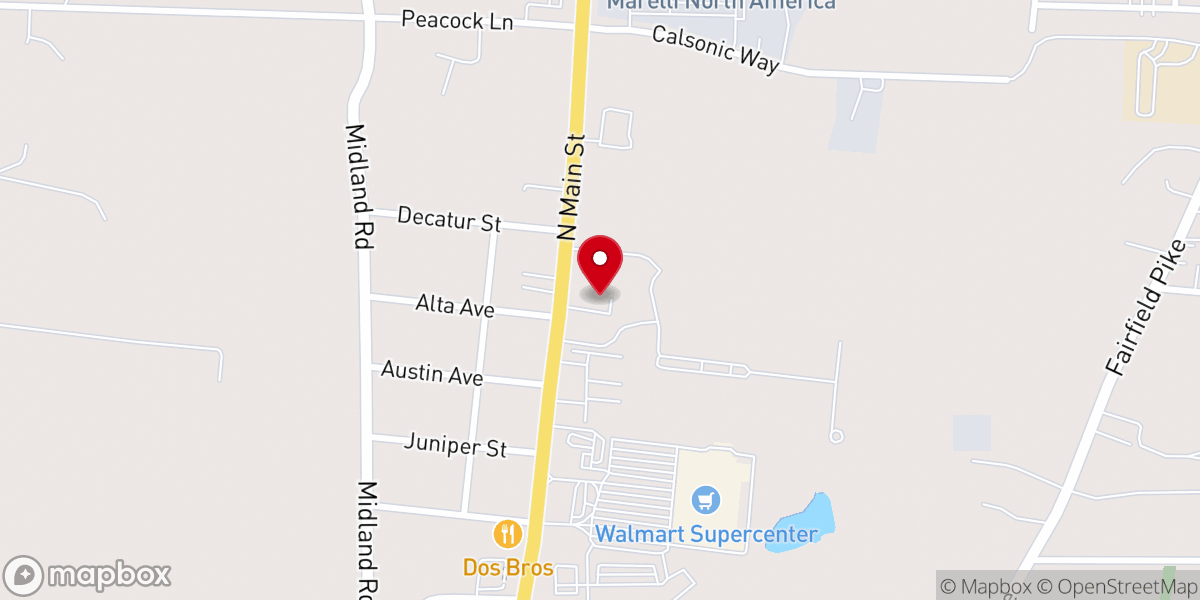 Map showing location of Feldhaus Memorial Chapel