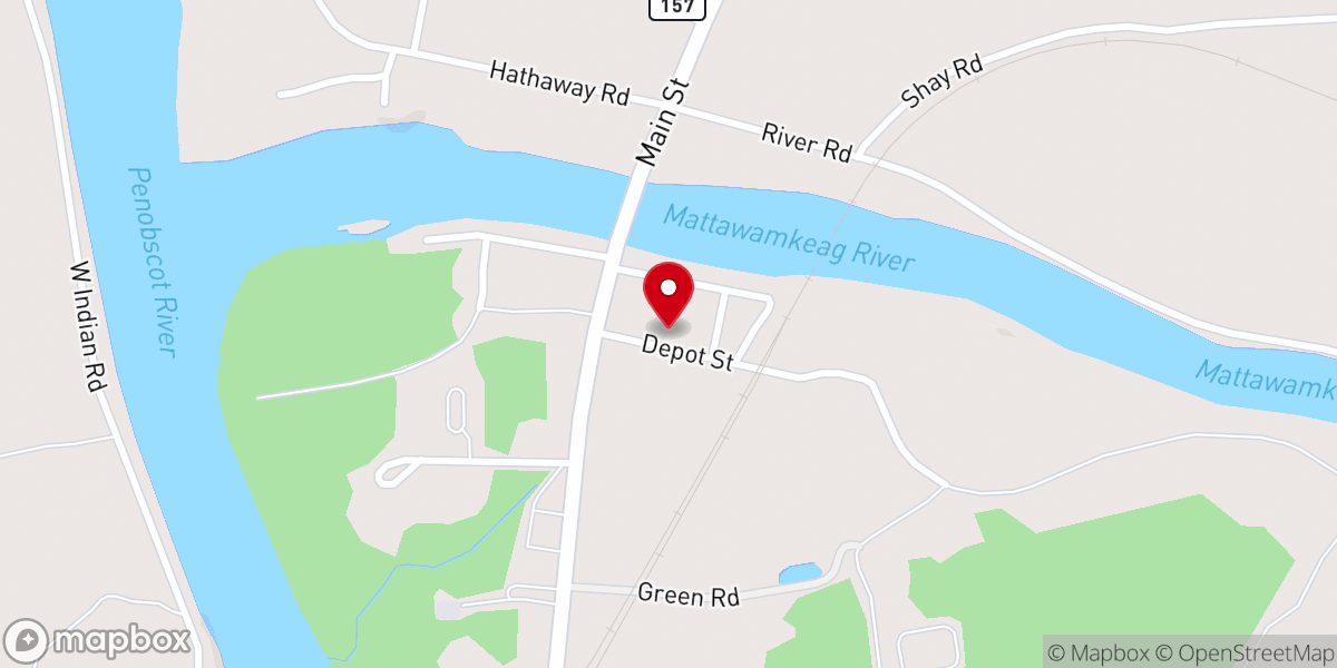 Map showing location of Mattawamkeag United Methodist Church