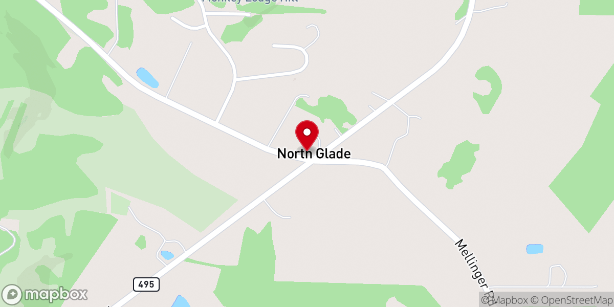 Map showing location of North Glade United Methodist Church
