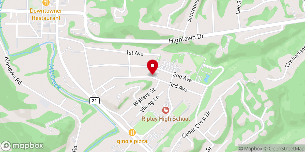 Map showing location of Ripley Tabernacle