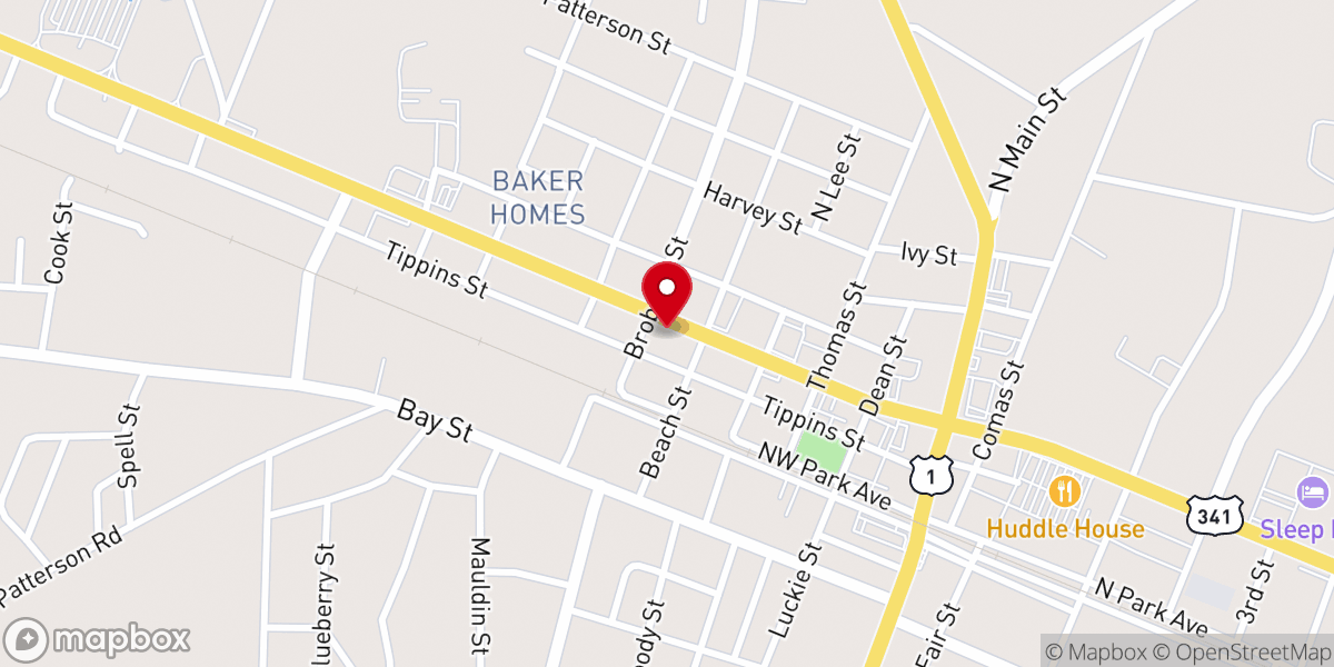 Map showing location of Baxley Seventh Day Adventist Church