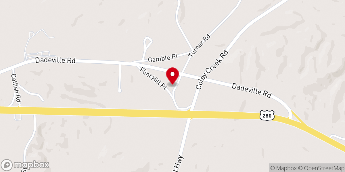 Map showing location of Hills Chapel Church