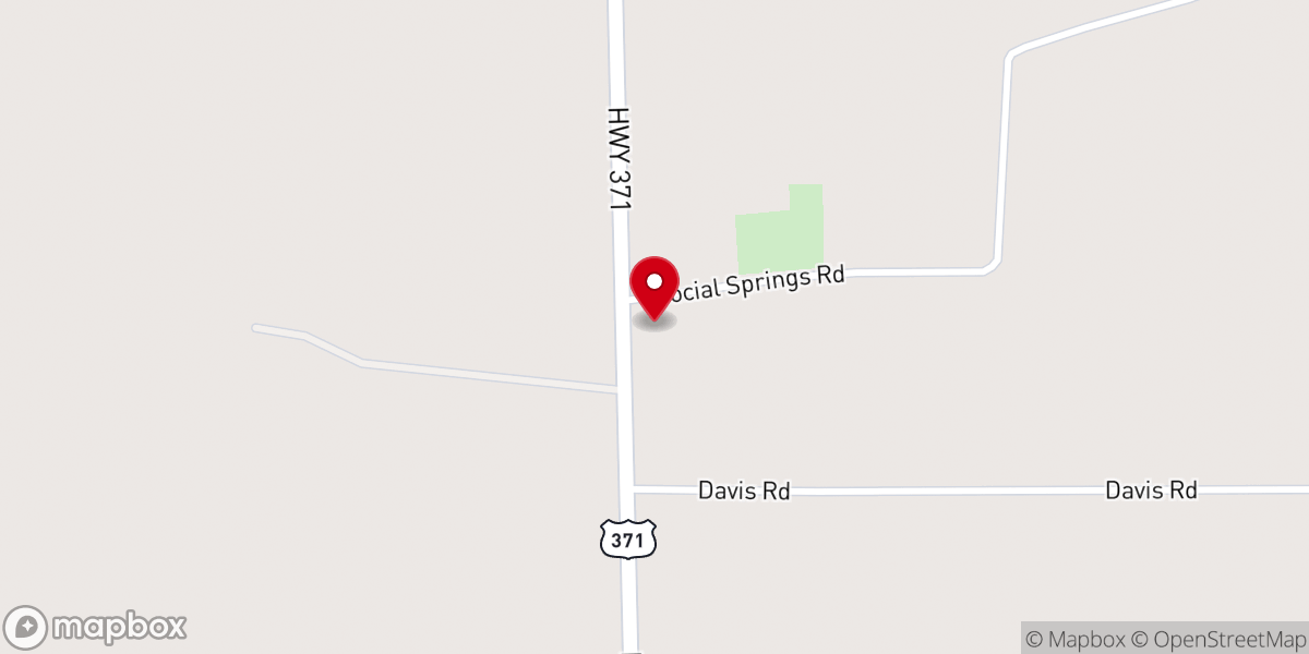 Map showing location of Social Springs Baptist Church