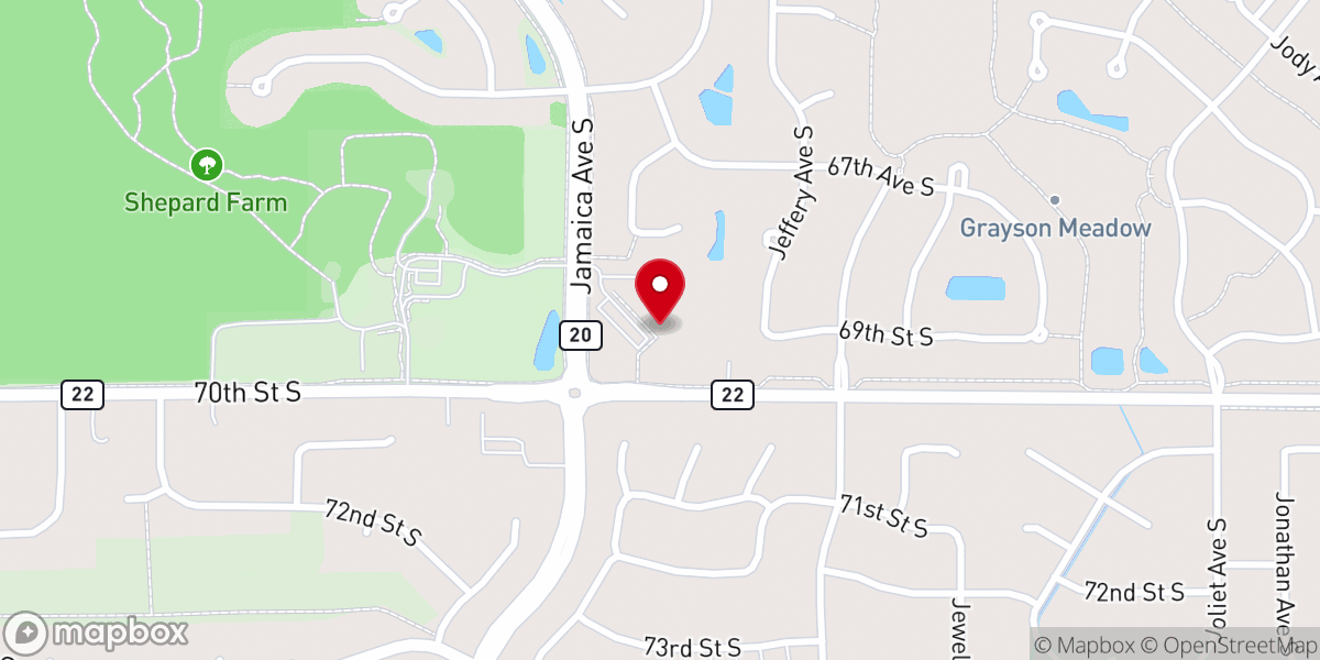 Map showing location of Rose of Sharon Lutheran Church and Rosebuds ELC