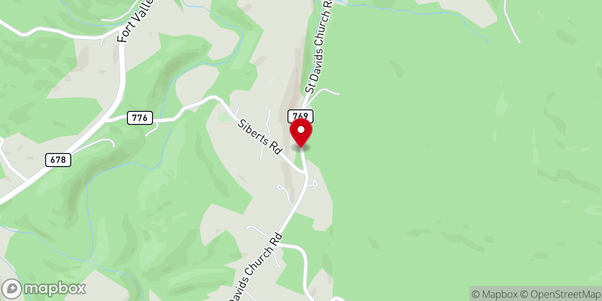 Map showing location of Saint David Church