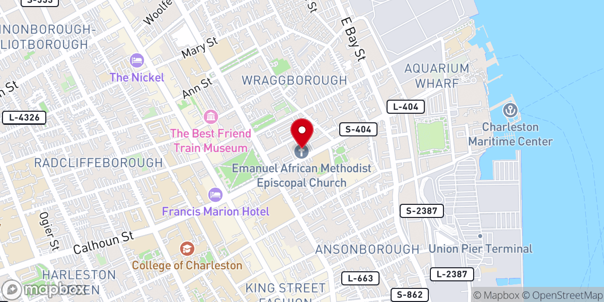 Map showing location of Mother Emanuel AME Church