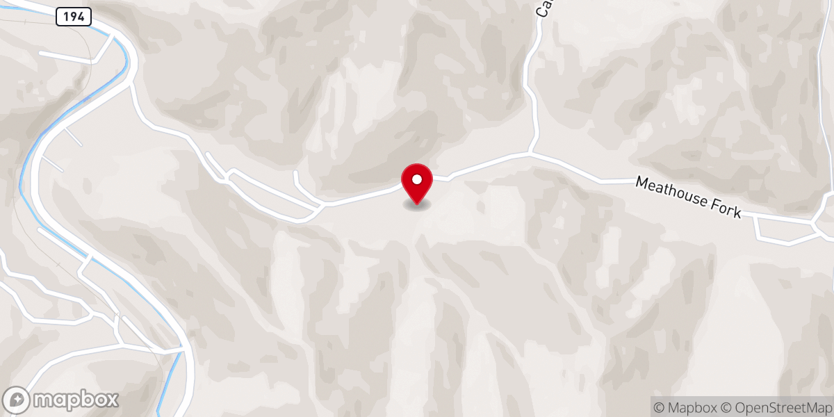 Map showing location of Meathouse Fork Church