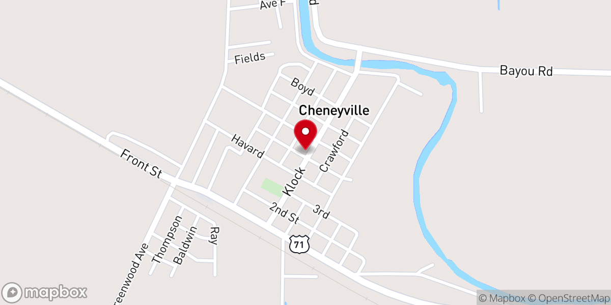 Map showing location of Cheneyville Christian Church