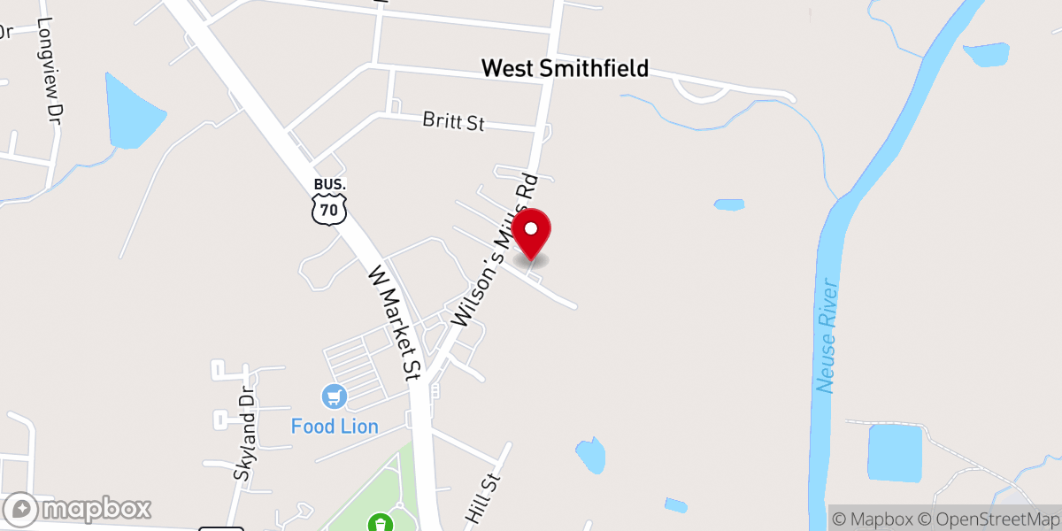 Map showing location of West Smithfield Church