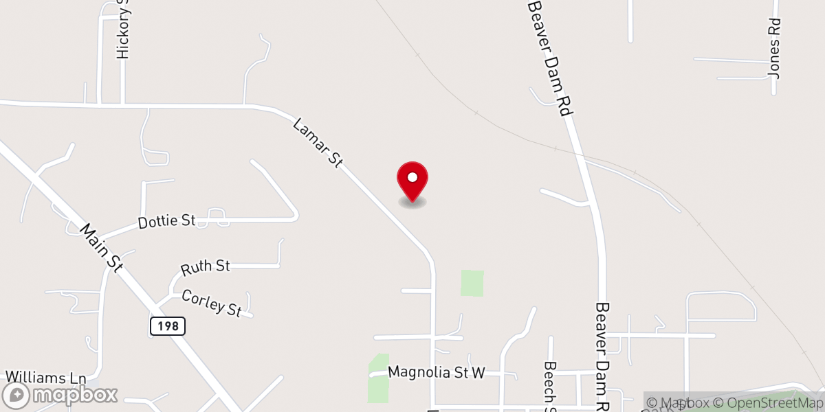 Map showing location of Rhymes Missionary Baptist Church