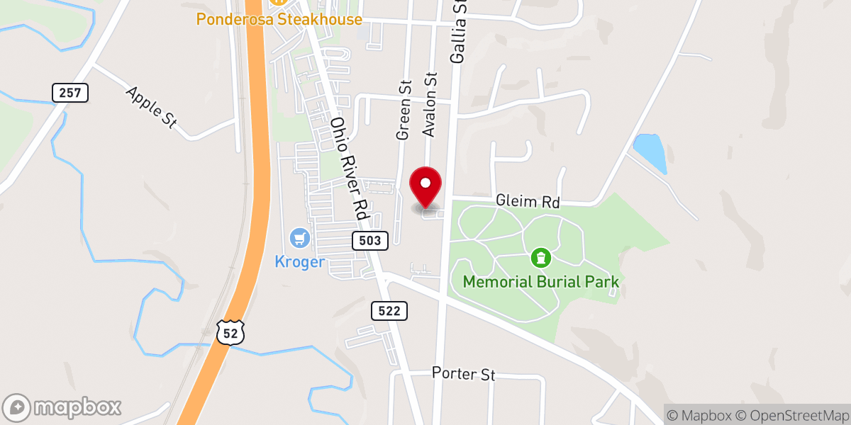 Map showing location of Wheelersburg Church of Christ