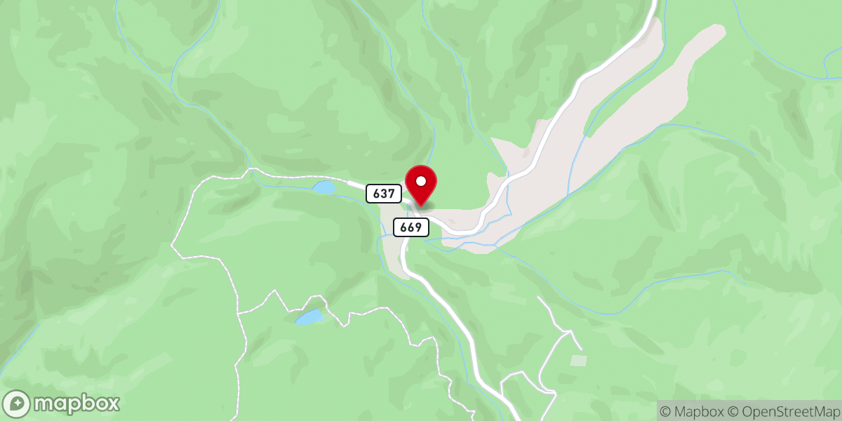 Map showing location of Bottom Creek Church