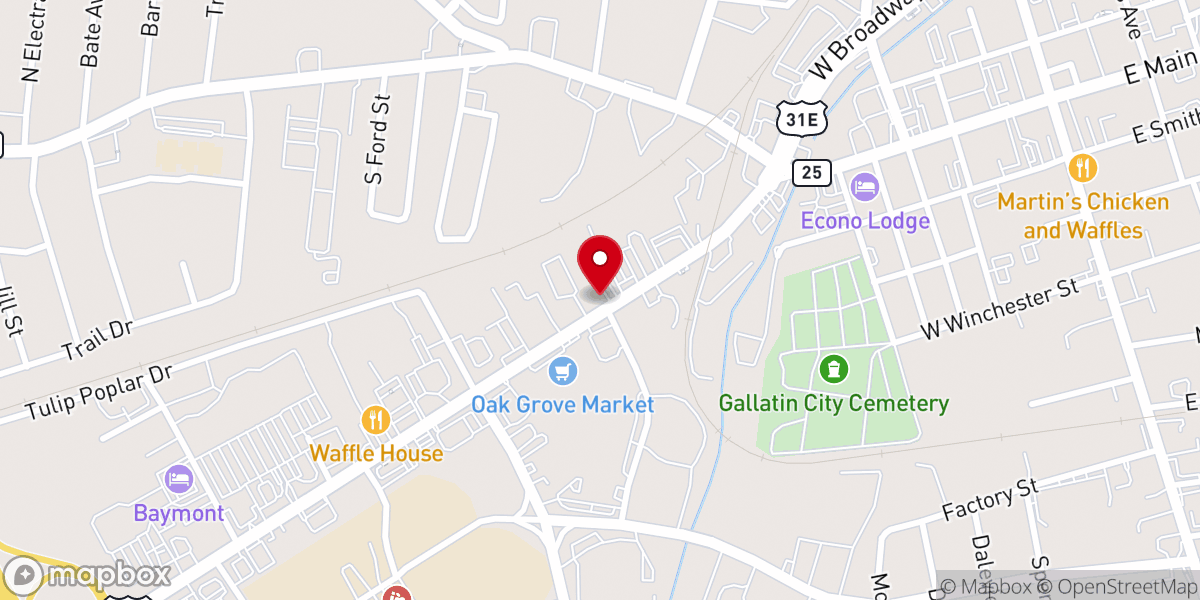 Map showing location of West End Missionary Baptist Church