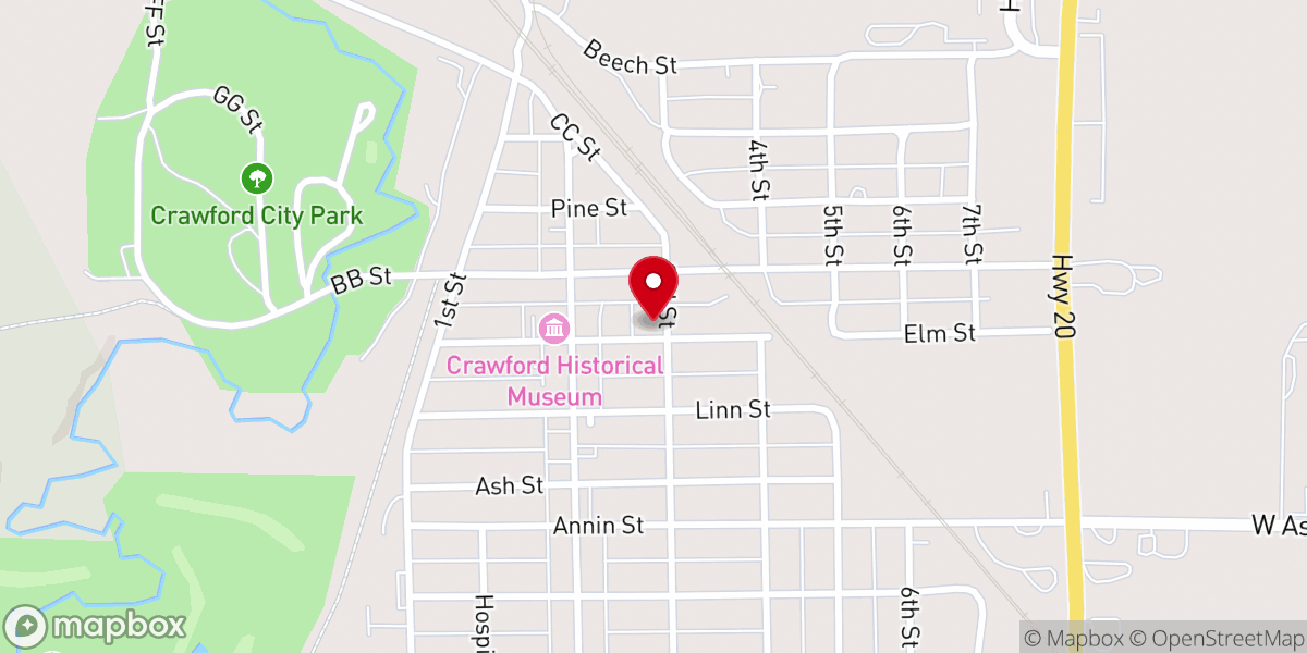 Map showing location of Crawford United Methodist Church