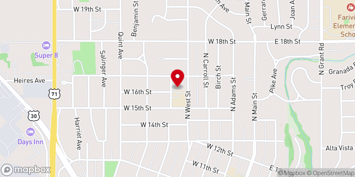 Map showing location of St. John Paul II Catholic Parish Office