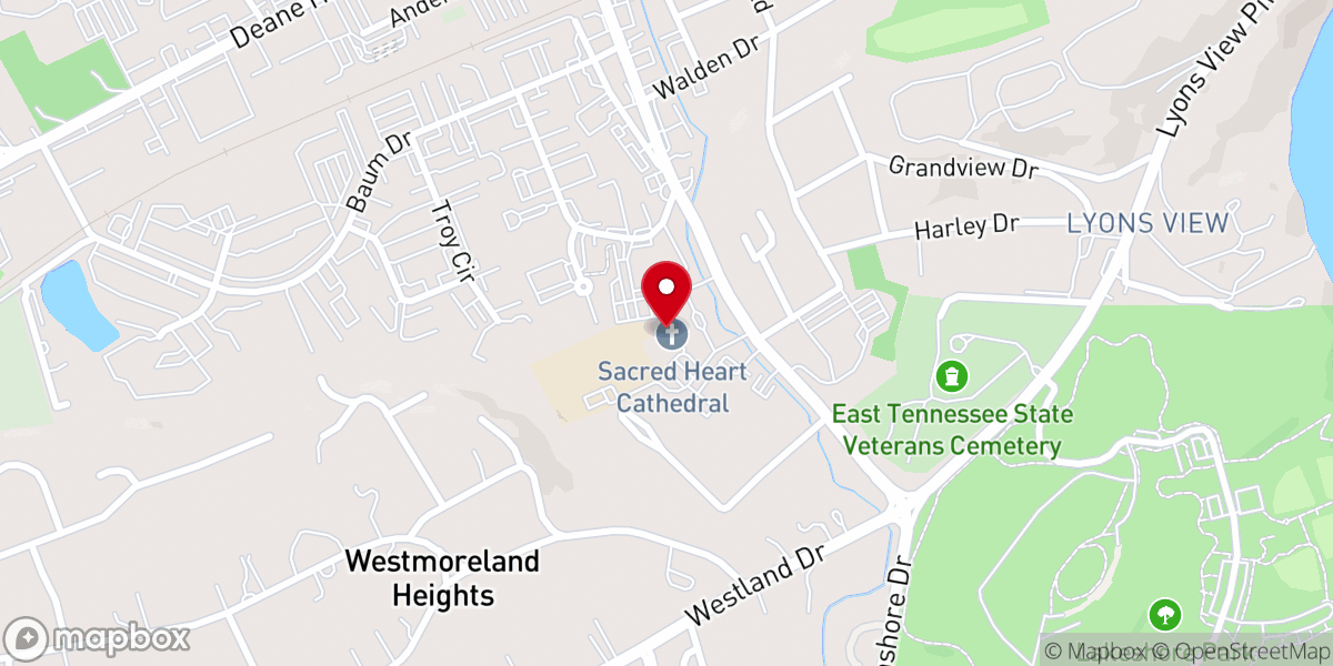 Map showing location of Sacred Heart Cathedral